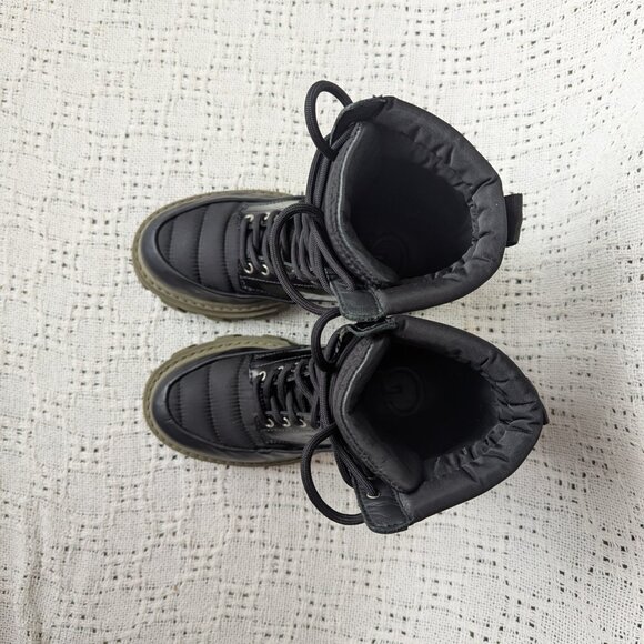 GANNI Ankle Combat Boots US5 EU35 Black Leather and Quilted Nylon - Picture 6 of 7